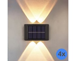RexTech Solar wandlamp buiten 'Sasha' - Set van 4 stuks - Up down light - IP65 - 50 lumen - Tuinverlichting op zonne-energie geschikt voor schutting