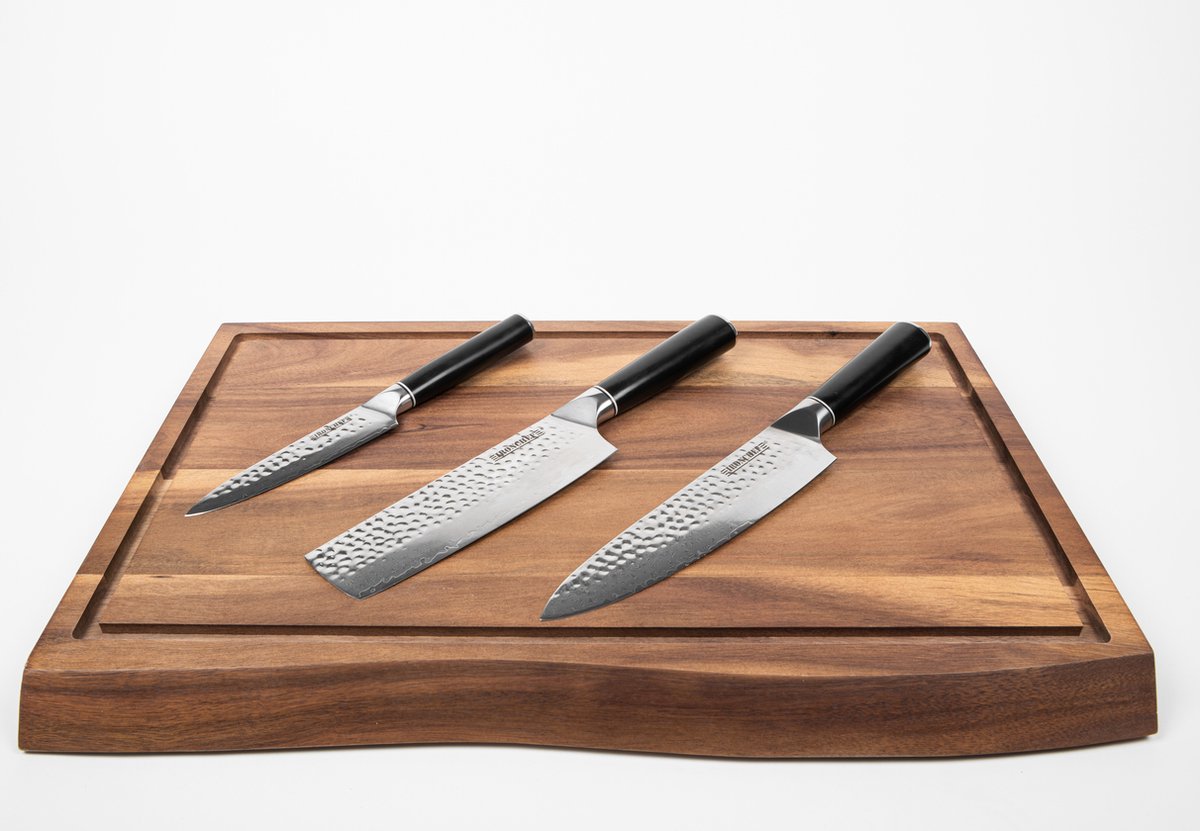 IRONCHEF Messenset Damascus Stijl 3-Delige Messenset Damascus staal Japanse Keukenmessen Perfect Voor Hobbykoks en de Professionele Keuken