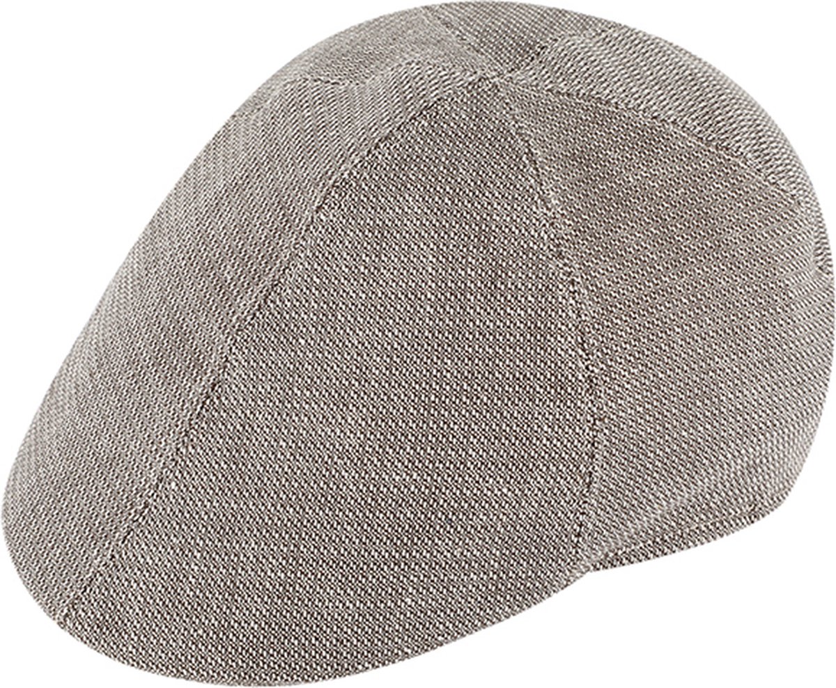 FlatCap Platte pet, Fiebig 6-Panel linnen Beige gemeleerd mt 55