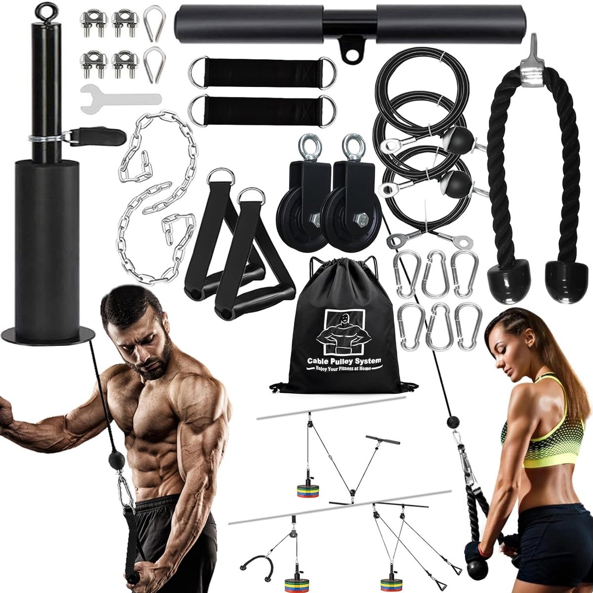 Thuis Fitness Pulley Kabelsysteem Set - Professionele Krachttraining voor Armen - Biceps Triceps Schouders en Rug