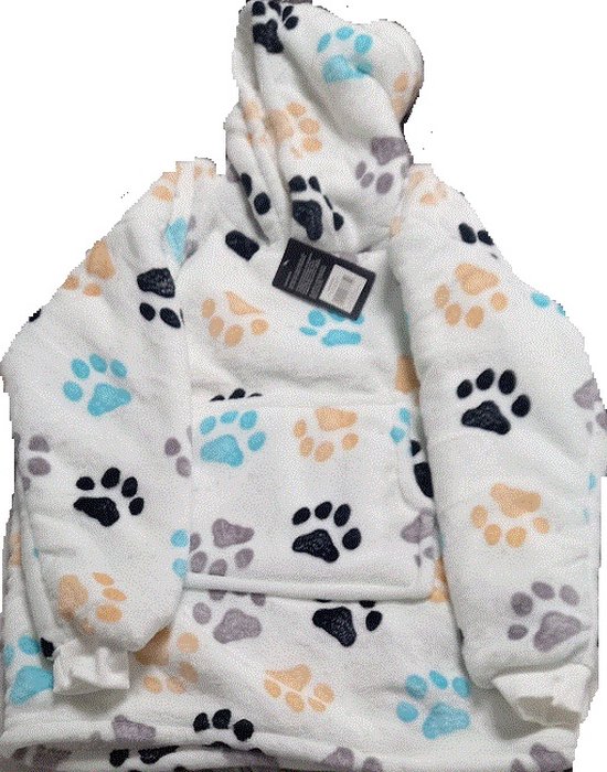 Hoodie - hondenpootjes - paw - one size - capuchon