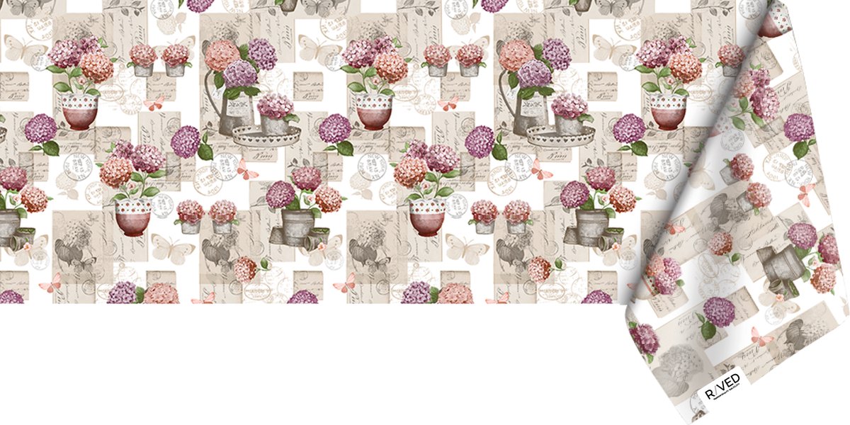 Raved Tafelzeil 140 × 100 cm - Hortensia Roze - PVC - afwasbaar - binnen-buiten