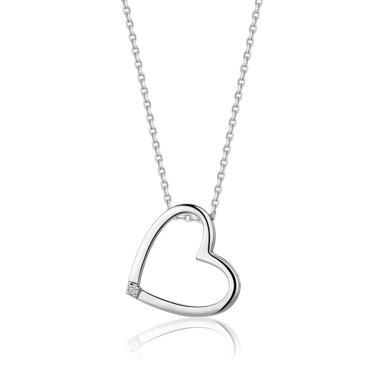 Miore Pure Collier Ketting Dames - Zilver - Met Diamanten - Kettingen - 45 cm