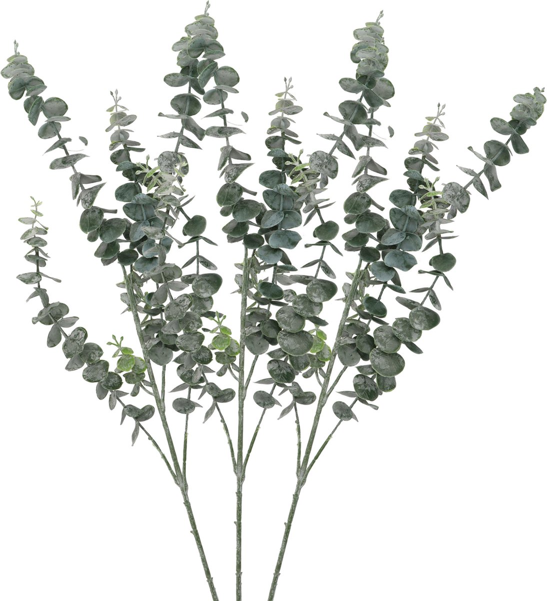 DK design Kunstbloem Eucalyptus tak Real Touch - 3x - 88 cm - groen - losse steel - Kunst zijdebloemen Jade groen