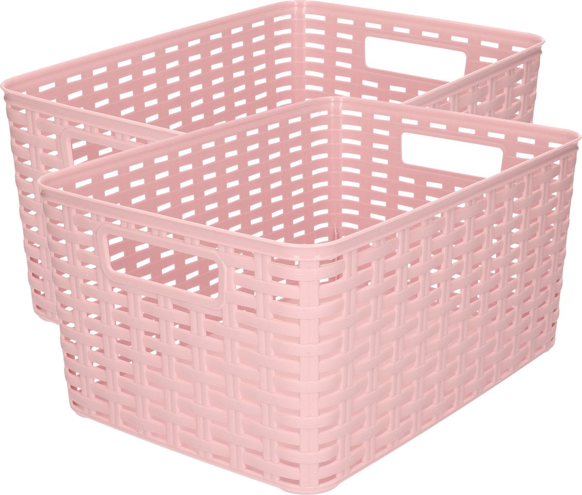 Plasticforte Opbergmand - 2x - Kastmand - rotan kunststof - oudroze - 10 Liter - 22 x 33 x 16 cm