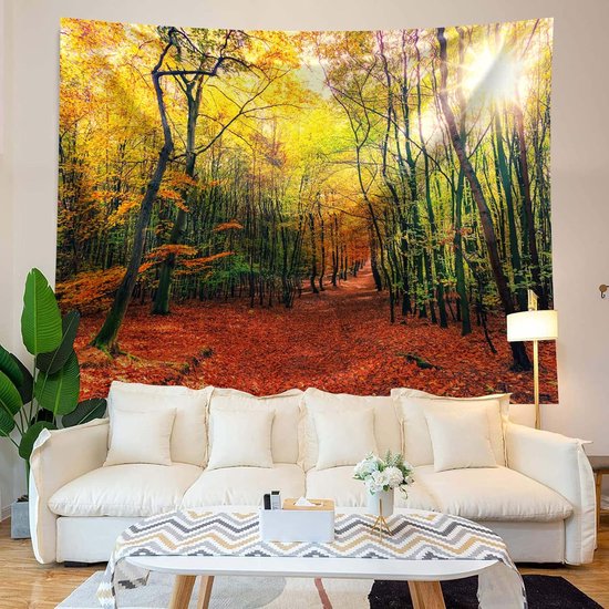 Tapisserie murale à suspendre avec motif forêt, soleil, coucher de soleil, arbre forestier, couvre-lit, serviette murale, paysage naturel, serviette de plage, grande Décoration murale pour chambre à coucher, salon, dortoir, 230 x 180 cm