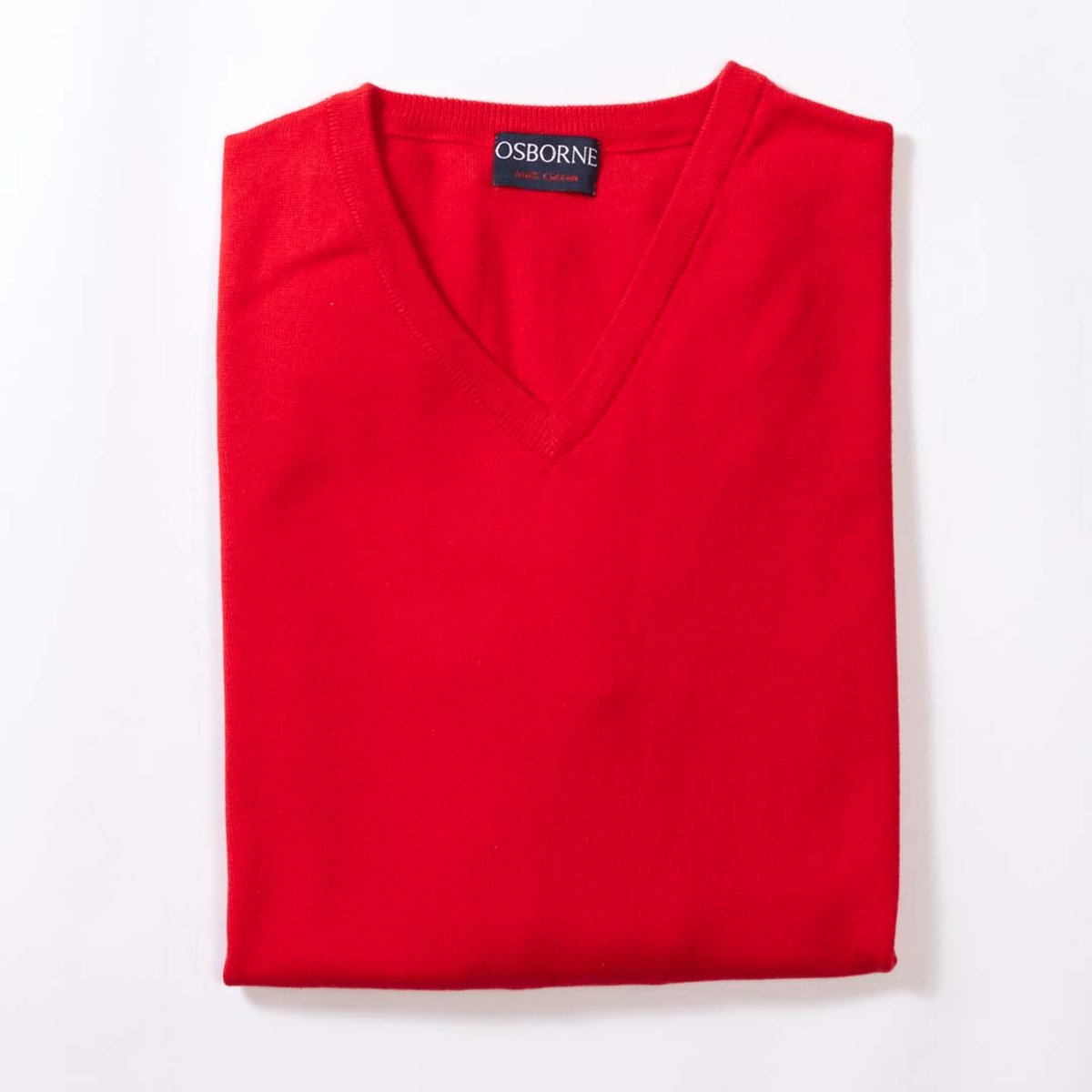 Osborne Knitwear Trui met V hals - Katoen - Tartan Scarlet - M