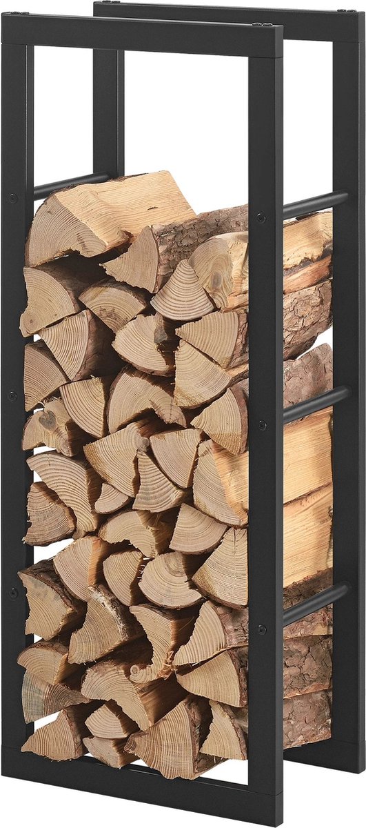 In And Outdoormatch Haardhoutrek houtopslag Pico Zwart 40x25x100 cm