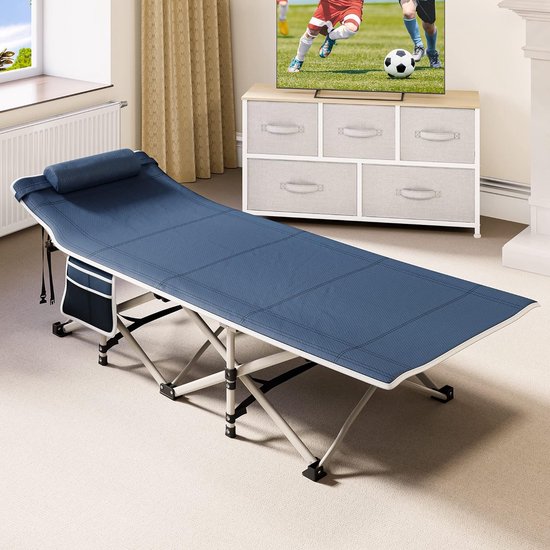 Opvouwbaar kampeerbed voor volwassenen, 28 inch extra breed, zwaar draagbaar kampeerbed met extra dikke matras, comfortabele slaapbedden met een capaciteit van 300 kg voor reizen/kantoor/buiten van Slsy — afbeelding 4