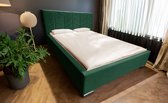 Maxi Maja - Goud tweepersoonsbed - Bed met frame - Container naar boven openend - Chromen poten - 160 x 200 - Kleur Groen - Magic Velvet stof 2292