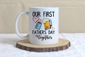 Mok | Vaderdag cadeautje | 'Our first Fathers day together' | Uniek design | 330 ml | Keramiek