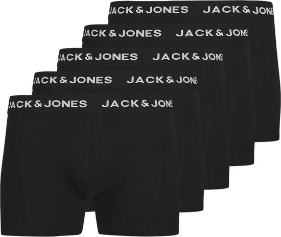 Jack & Jones Heren Boxershorts Effen Trunks JACANTHONY 5-Pack Zwart - Maat L