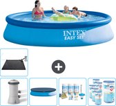 Intex Rond Opblaasbaar Easy Set Zwembad - 396 x 84 cm - Blauw - Inclusief Pomp Afdekzeil - Onderhoudspakket - Filters - Solar Mat