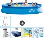 Intex Rond Opblaasbaar Easy Set Zwembad - 457 x 84 cm - Blauw - Inclusief Pomp Solarzeil - Onderhoudspakket - Filters - Ladder