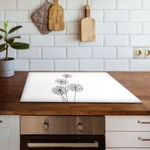 Inductiebeschermer geïllustreerde paardenbloem | 60 x 52 cm | Keukendecoratie | Bescherm mat | Inductie afdekplaat