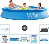 Intex Rond Opblaasbaar Easy Set Zwembad - 305 x 61 cm - Blauw - Inclusief Pomp Afdekzeil - Onderhoudspakket - Filter - Grondzeil - Schoonmaakset - Solar Mat