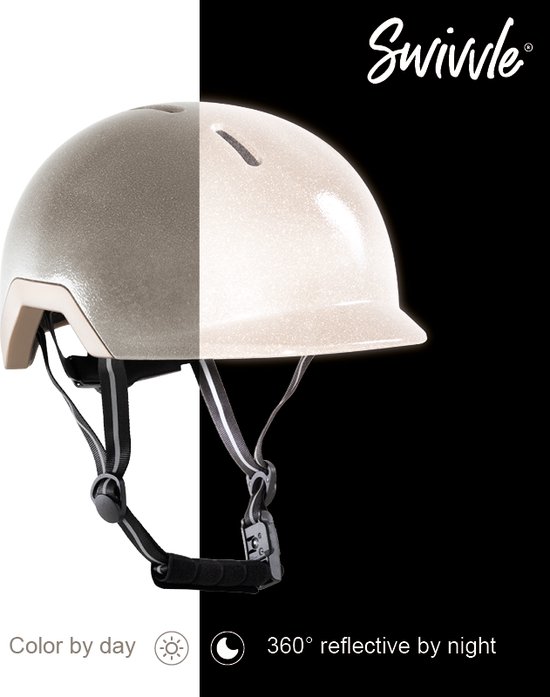 Swivvle® reflecterende fietshelm - Geschikt voor elektrische fiets - 360° reflector helm in Misty Grey - Mips helm met NTA8776 certificaat - maat L (59-61 cm) - model Sirius