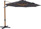 AXI Cyrus Premium Zweefparasol Ø 300cm Houtlook/grijs – Gepoedercoat aluminium frame met kruisvoet – 360° Draaibaar - Kantelbaar – UV werend doek