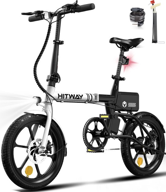 Hitway Elektrische Fiets BK35 - 16 Inch City Commuter EBike met Afneembare 36V 6Ah Lithium Batterij - Opvouwbaar E-Bike met 250W Motor