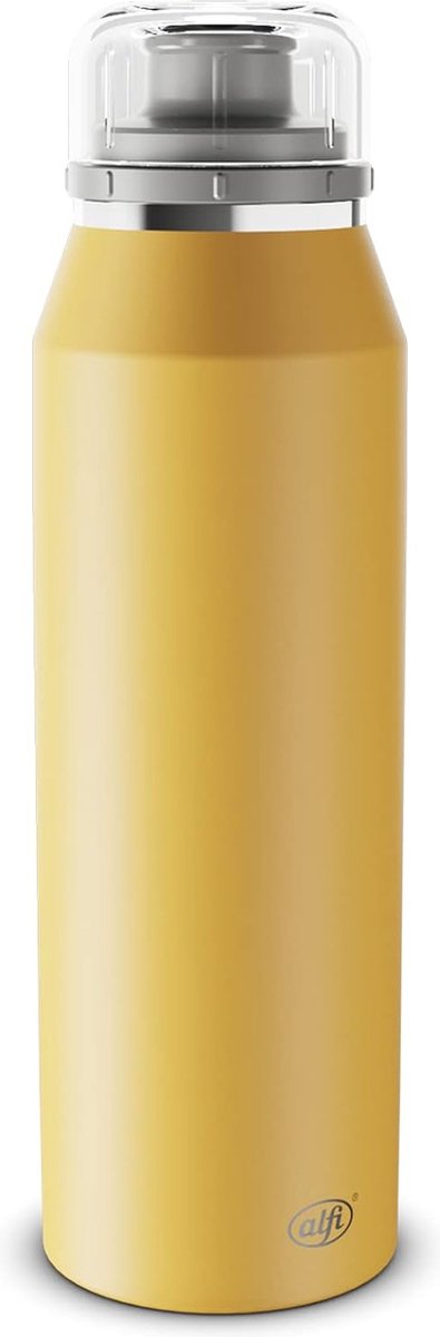 500 ml, spicy mustard, geïsoleerde drinkfles van roestvrij staal, absoluut dicht met draaisluiting, houdt 12 uur warm, 24 uur koud, voor koolzuur, zonder vingerafdrukken,