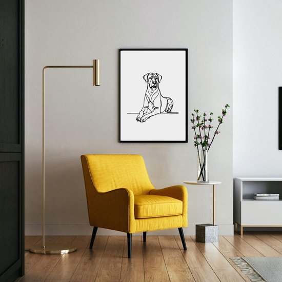 Affiche minimaliste Ridgeback - Dessin au trait de chien élégant pour la décoration intérieure
