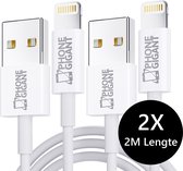 PhoneGigant USB A naar Lightning kabel - 2 Meter - 2 Stuks - Snellaadkabel - Geschikt voor Apple - Wit
