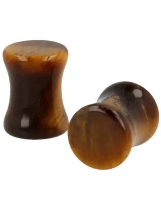 Plug oorpiercing per paar 8 mm Tijgeroog