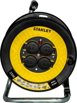 Stanley Enrouleur de câble 25m - 4 prises - broche terre - 3x1,5 mm² - charge max 3680W - IP44