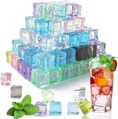 Pakket van 120 decoratieve ijsblokjes, 18 mm kunstmatige ijsblokjes voor fotografie rekwisieten, aquarium, feestdecoraties, doe-het-zelf creatie (15 van elk in 8 kleuren)