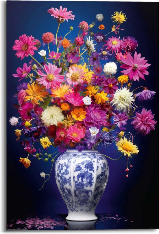 Schilderij Delft Flowers 90x60 cm