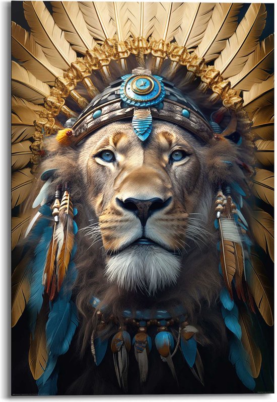 Schilderij Ornament Lion 90x60 cm