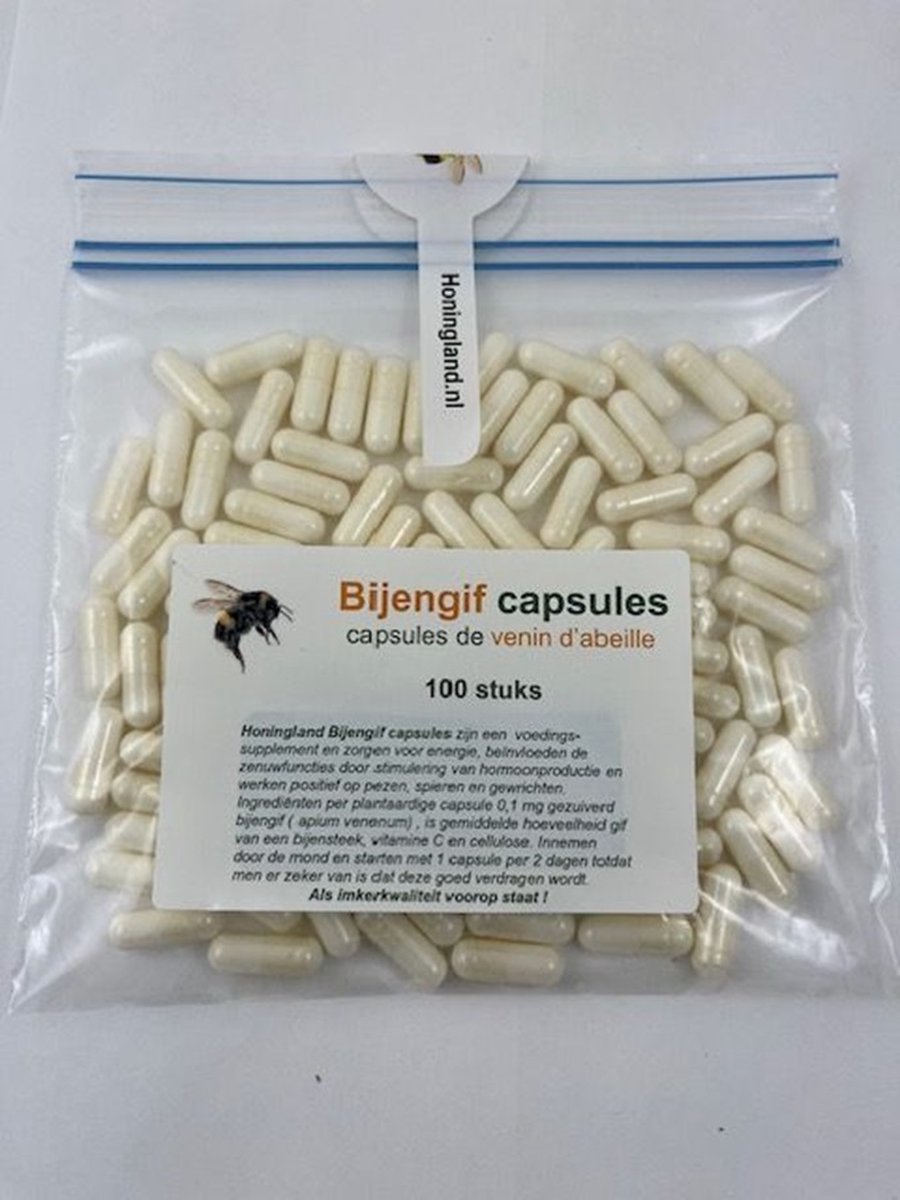 Goedkoopste Honingland Bijengif Capsules, Capsules de venin d'abeille, Bee venom capsules . 100 stuks