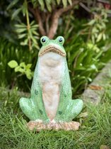 Kikker zittend groen keramiek 28 cm hoog - frog - keramiek - decoratiefiguur - interieur - accessoire - voor binnen en buiten - cadeau - geschenk - tuinfiguur - tuinbeeldje - tuindecoratie