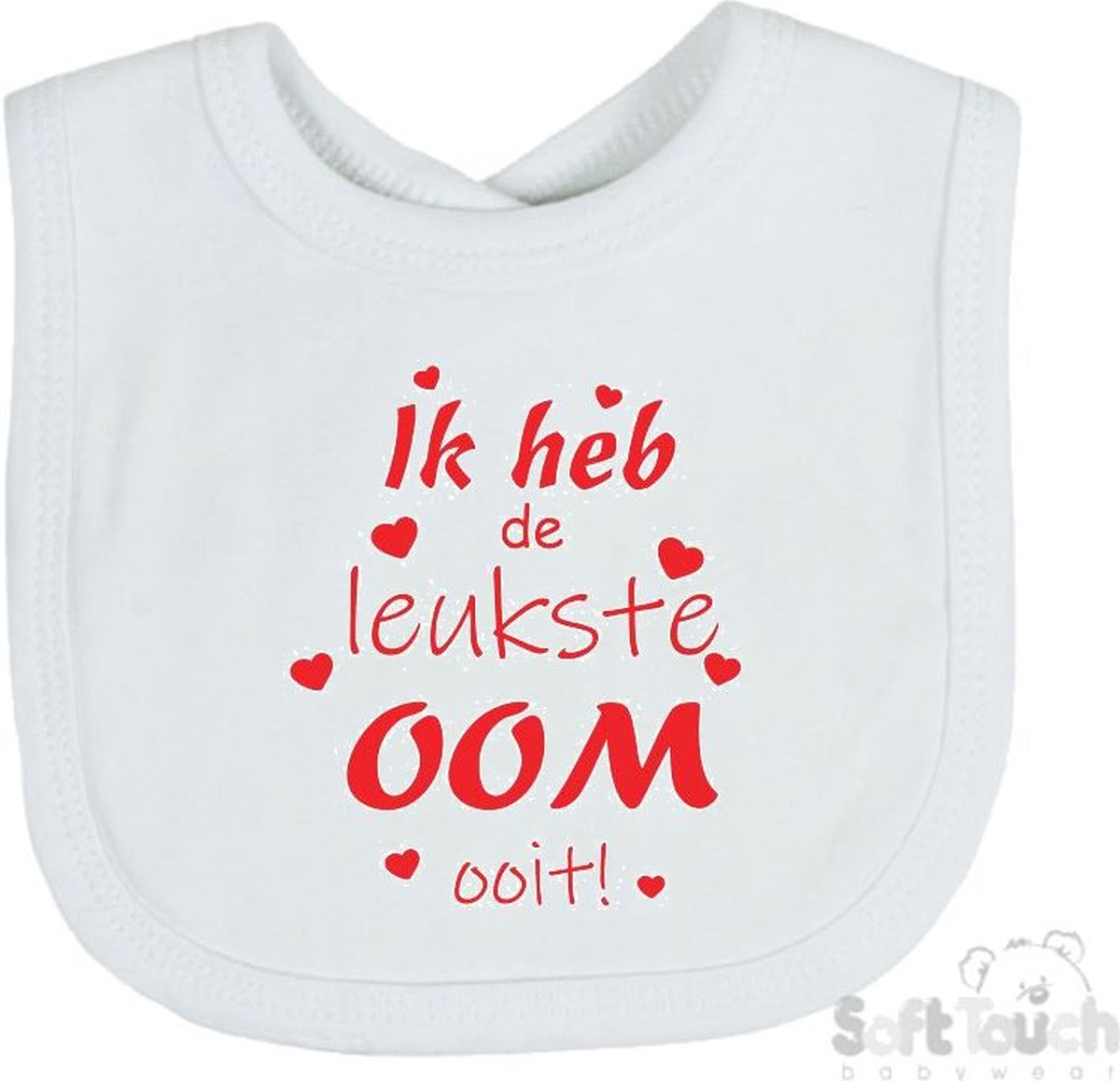Goedkoopste Soft Touch Slabber Slabbetje Slab Ik heb de leukste OOM ooit! Unisex Katoen Wit/rood Maat 33x22 Cm