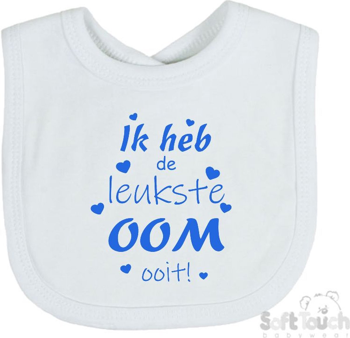 Goedkoopste Soft Touch Slabber Slabbetje Slab Ik heb de leukste OOM ooit! Unisex Katoen Wit/blauw Maat 33x22 Cm