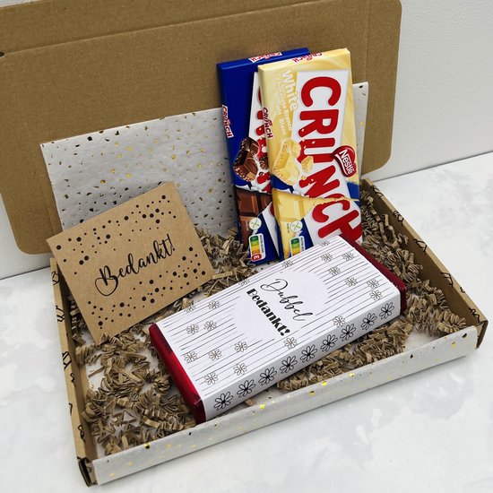 Foto: Bedankt cadeau cadeau door de brievenbus 2 chocolade crunch repen van nestl dubbel bedankt dankjewel brievenbus cadeau