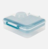 Lunchbox - 4-delig - Salade-/broodtrommel - Incl. sausbeker - Transparant/blauw