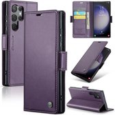 CaseMe - Hoesje geschikt voor Samsung Galaxy S24 Ultra - Retro Wallet Book Case - Met Magnetische Sluiting - Paars