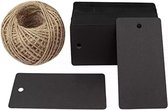 S&D - Prijskaartjes met touw - Zwart - 100 stuks - Prijs labels - Hennep koord - 5x3cm