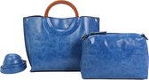 Trendy Handtas Ines Delaure - bag in bag - 2 handtassen - blauw