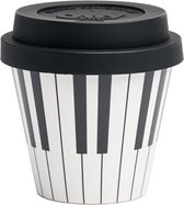 Quy Cup - 90ml Ecologische Reis Beker - Espressobeker “Pianoforte” met Zwart Siliconen deksel