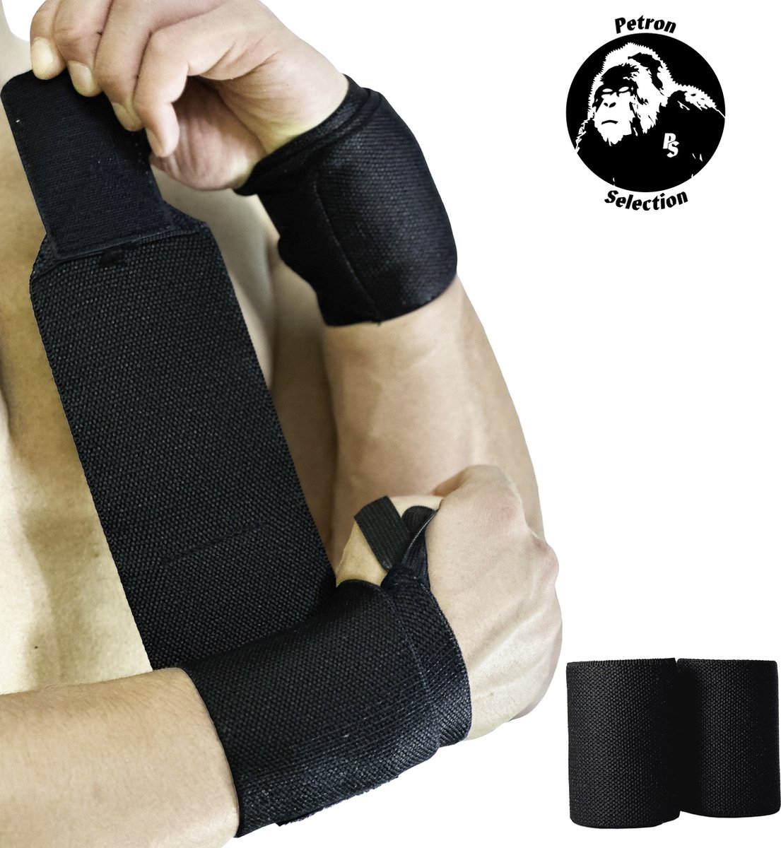 Petron Selection - Wrist Wraps - One Size - Nylon - Geweven Zwart - Fitness Straps - Lifting - Krachttraining - Polsbandage - Gym Straps - Petron Selection