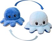 Octopus Mood Pluche Knuffel (Blauw/Wit) 25 cm {Inktvis Verwisselbaar Emotie knuffel - Fidget Toys Surprise - TikTok Cadeau inkt vis - Simple Dimple - Speelgoed Jongens Meisjes Kinderen}
