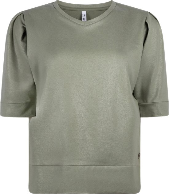 Zoso T-shirt Naomi Coated Luxury Sweater 241 1250 Green Dames Maat - XS