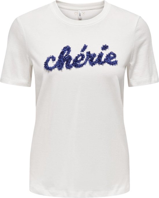 Only T-shirt Onllucia Life Reg S/s Slit Top Box 15324070 Cloud Dancer/cherie Dames Maat - M
