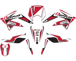 Sticker Set Doppler Rood / Zwart Derbi Senda 50 DRD Racing / Derbi Senda 50 SM 2011 / Tm 2017