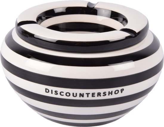 Discountershop Stijlvolle Zwarte Aardewerken Stormasbak | Voor Binnen en Buiten | Tafelaccessoires | 1 Stuk - Diameter 14cm