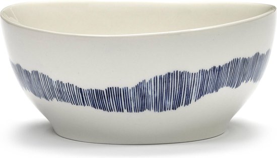 Serax Feast By Ottolenghi Kom Ø16 White Swirl Stripes Blue