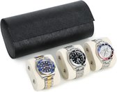 Luxe Horloge Rol 3 Stuks – Horlogedoos – Horloge Etui Leer – Watch Roll – Horloge Houder Sieradendoos – Horloge Opbergdoos Heren – Zwart