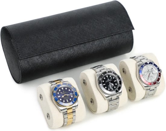 Luxury Goods By JB® Luxe Watch Roll 3 Pieces - Watch Box - Watch Etui Cuir - Watch Roll - Watch Holder Jewelry Box - Watch Storage Box Men - Green